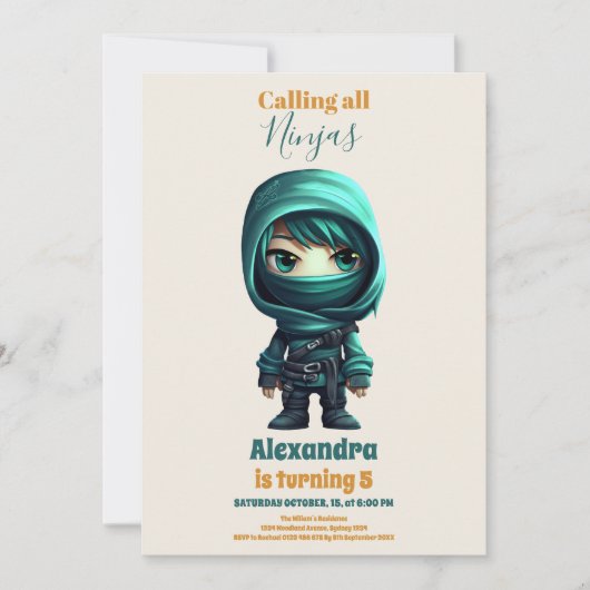 Ninja Verjaardag Karate Party Kaart (Voorkant)