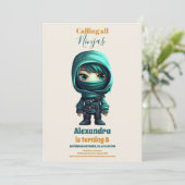 Ninja Verjaardag Karate Party Kaart (Staand voorkant)