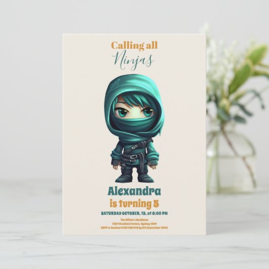 Ninja Verjaardag Karate Party Kaart