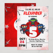 Ninja Verjaardag Martial Arts Party Kaart (Voorkant / Achterkant)