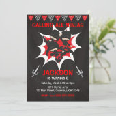 Ninja Verjaardag Uitnodiging, Karate Ninja Party Kaart (Staand voorkant)