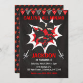 Ninja Verjaardag Uitnodiging, Karate Ninja Party Kaart (Voorkant / Achterkant)