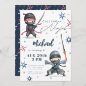 Ninja Verjaardag Uitnodiging | Karate voor vechtsp (Voorkant / Achterkant)