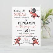 Ninja Verjaardag Uitnodiging Ninja Party (Staand voorkant)