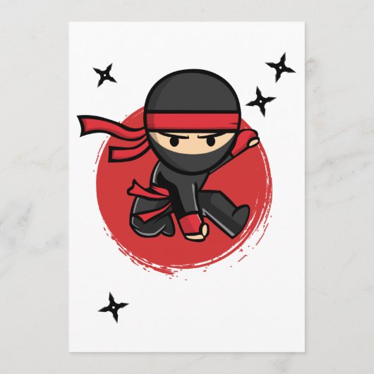 Ninja Verjaardag Uitnodiging, Ninja Warrior Uitnod Kaart (Achterkant)