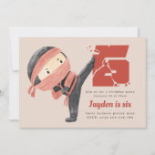Ninja Verjaardagsfeest, Jongens 6e Verjaardag Kaart (Voorkant)