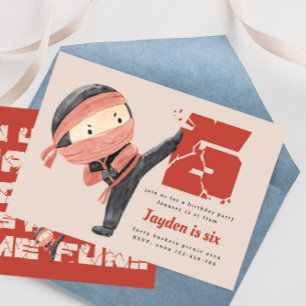 Ninja Verjaardagsfeest, Jongens 6e Verjaardag Kaart
