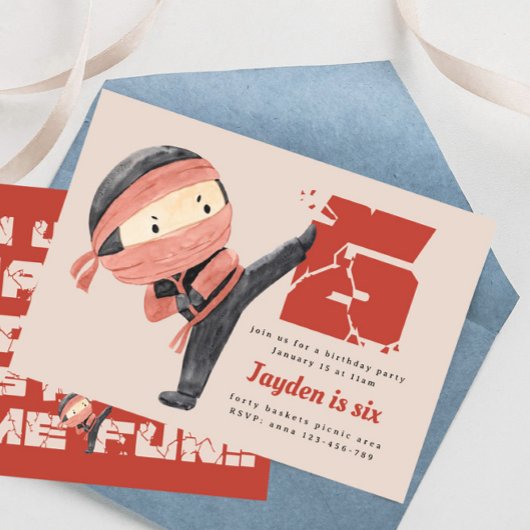 Ninja Verjaardagsfeest, Jongens 6e Verjaardag Kaart