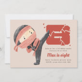 Ninja Verjaardagsfeest, Jongens 8e Verjaardag Kaart (Voorkant)