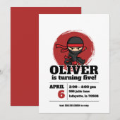 Ninja-verjaardagsfeest uitnodiging (Voorkant / Achterkant)