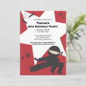 Ninja verjaardagsfeest uitnodiging (Staand voorkant)