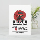 Ninja-verjaardagsfeest uitnodiging (Staand voorkant)