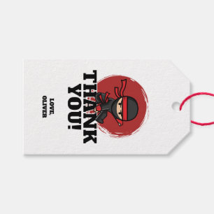 Ninja verjaardagsfeestje cadeaulabel