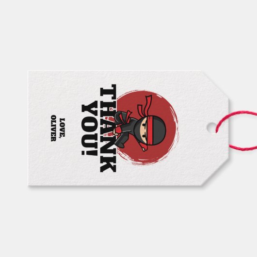 Ninja verjaardagsfeestje cadeaulabel (Voorkant (Horizontaal))