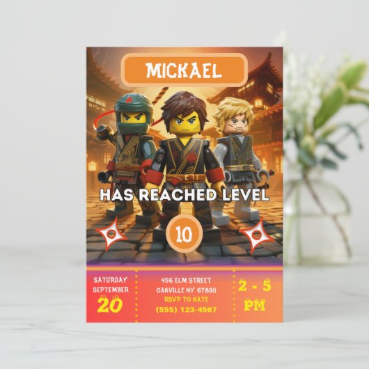 Ninja-verjaardagsuitnodiging Kaart (Staand voorkant)