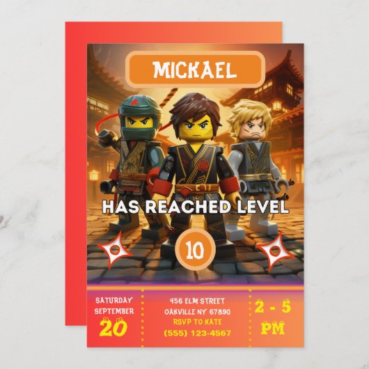 Ninja-verjaardagsuitnodiging Kaart (Voorkant / Achterkant)