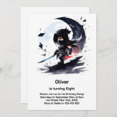 Ninja verjaardagsuitnodiging kaart (Voorkant / Achterkant)