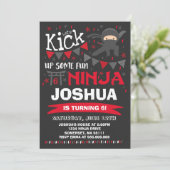 Ninja verjaardagsuitnodiging Karate verjaardagsfee Kaart (Staand voorkant)