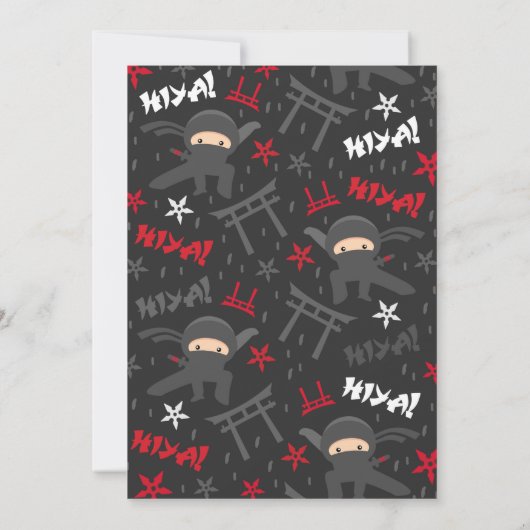 Ninja verjaardagsuitnodiging Karate verjaardagsfee Kaart (Achterkant)