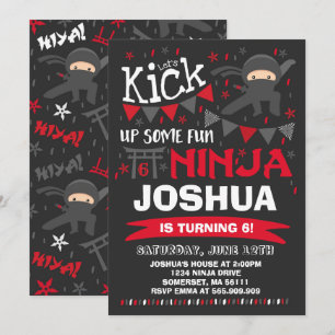 Ninja verjaardagsuitnodiging Karate verjaardagsfee Kaart