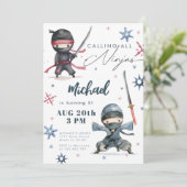 Ninja-verjaardagsuitnodiging | Martial Arts Karate Kaart (Staand voorkant)