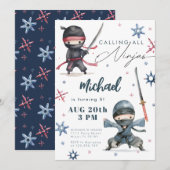 Ninja-verjaardagsuitnodiging | Martial Arts Karate Kaart (Voorkant / Achterkant)