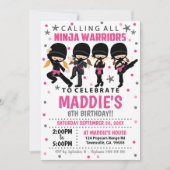 Ninja-verjaardagsuitnodiging meisje ninja kaart (Voorkant)