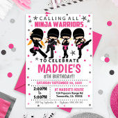 Ninja-verjaardagsuitnodiging meisje ninja kaart