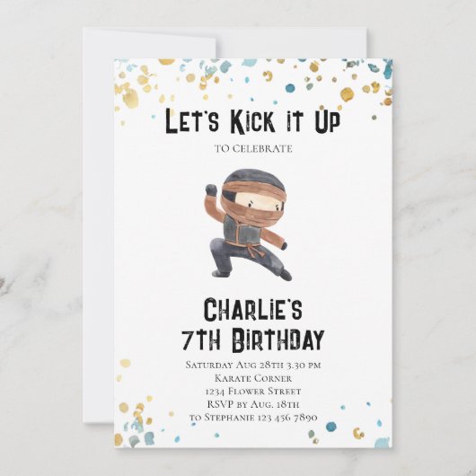 Ninja-verjaardagsuitnodiging - Ninja-feestje Kaart (Voorkant)