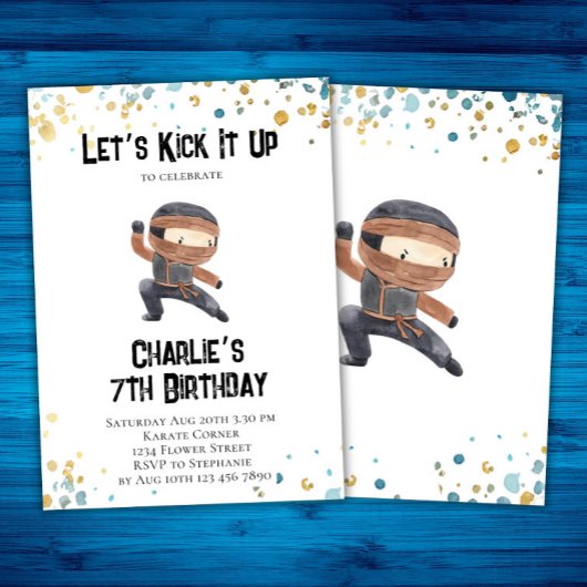 Ninja-verjaardagsuitnodiging - Ninja-feestje Kaart