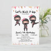 Ninja verjaardagsuitnodiging - Ninja Girl Party Kaart (Staand voorkant)