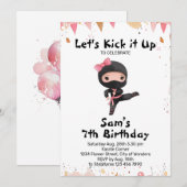 Ninja verjaardagsuitnodiging - Ninja Girl Party Kaart (Voorkant / Achterkant)