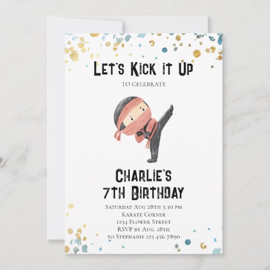 Ninja verjaardagsuitnodiging - Ninja Party Kaart (Voorkant)