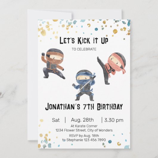 Ninja verjaardagsuitnodiging - Ninja Party Kaart (Voorkant)