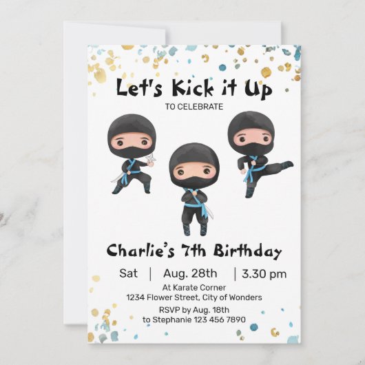 Ninja verjaardagsuitnodiging - Ninja Party Kaart (Voorkant)