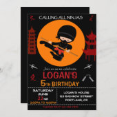 Ninja verjaardagsuitnodiging Ninja-strijder Kaart (Voorkant / Achterkant)