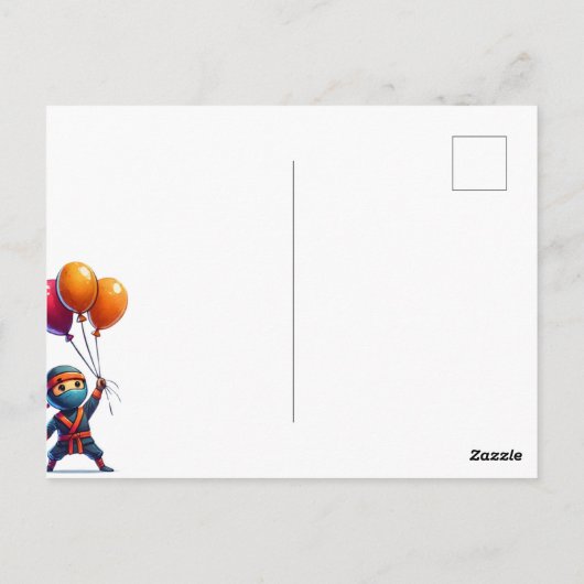 Ninja Verjaardagsviering Kaart (Achterkant)