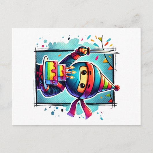 Ninja Verjaardagsviering Kaart (Voorkant)