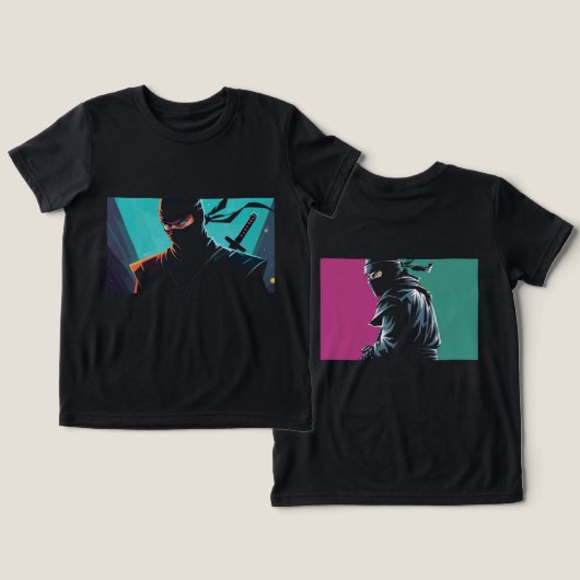 Ninja voor en achter Tri-Blend shirt (Ontwerp Voorkant & Achterkant)