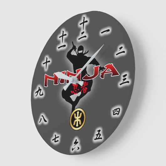 Ninja Warrier Silhouette Grote Klok (Hoek)