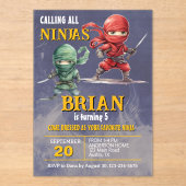 Ninja Warrior Birthday Party Acryl Uitnodigingen (Voorkant)