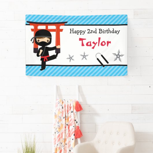 Ninja Warrior Birthday Party Banner Backdrop (Insitu)