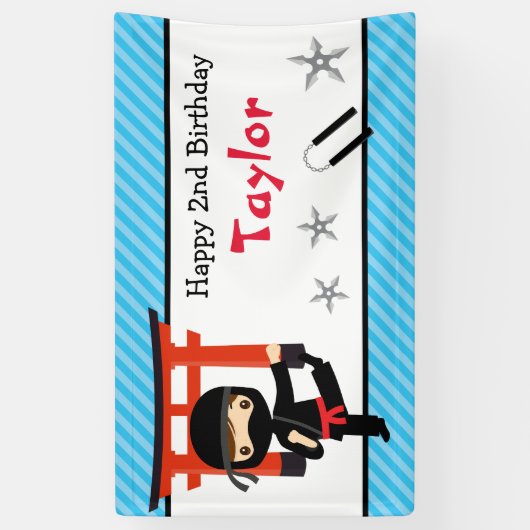 Ninja Warrior Birthday Party Banner Backdrop (Verticaal)