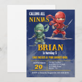 Ninja Warrior Birthday Party Kaart (Voorkant / Achterkant)