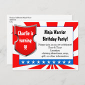 Ninja Warrior Birthday Party Kinder Boys Patriotic Uitnodiging Briefkaart (Voorkant / Achterkant)