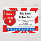 Ninja Warrior Birthday Party Kinder Boys Patriotic Uitnodiging Briefkaart (Voorkant)