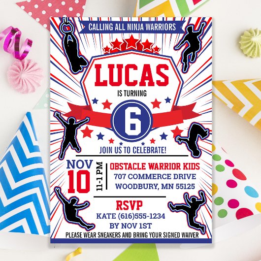 Ninja Warrior Birthday Party Obstacle Course Kaart