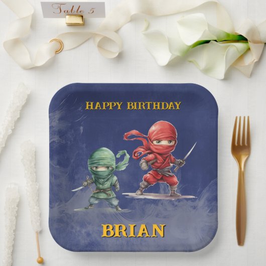 Ninja Warrior Birthday Party Papieren Bordje (Huwelijk)