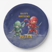 Ninja Warrior Birthday Party Papieren Bordje (Voorkant)