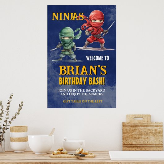 Ninja Warrior Birthday Party Poster (Keuken)